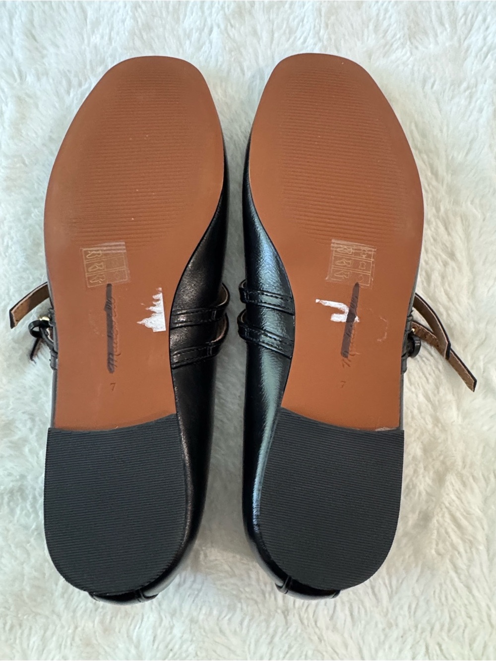 New! Madewell The Greta Double-Strap Ballet Flat in Leather True Black 7 - Picture 6 of 10
